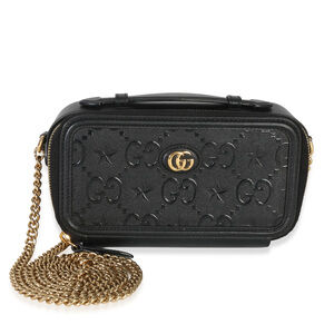 Gucci Black GG Star Embossed Calfskin Mini GG Chain Bag